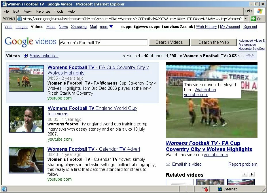 Google Search for Women's Football TV Google Search for Women's Football TV